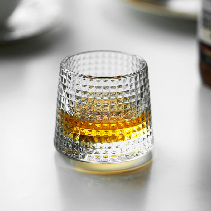 Drinking Glassware 5oz Whiskey Glasses Rotating Cup Lead-free Crystal Glass